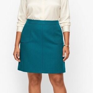 Talbots Woman Teal Blue Aqua Wool Blend Skirt 24W Plus Lined Office Workwear